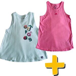 NWT – Lot of 2 Adidas Youth Tops (Size 10/12 Medium) – 100% Cotton - Pink & Blue